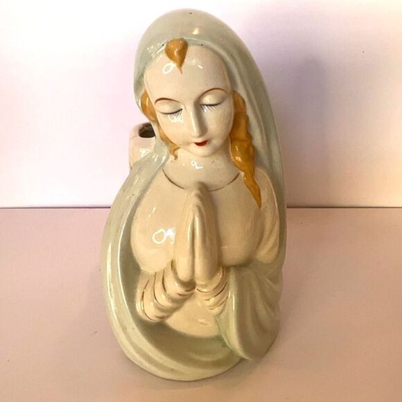 japan Other - Stunning vintage Blessed Mother planter; Mother Mary with praying hands must see